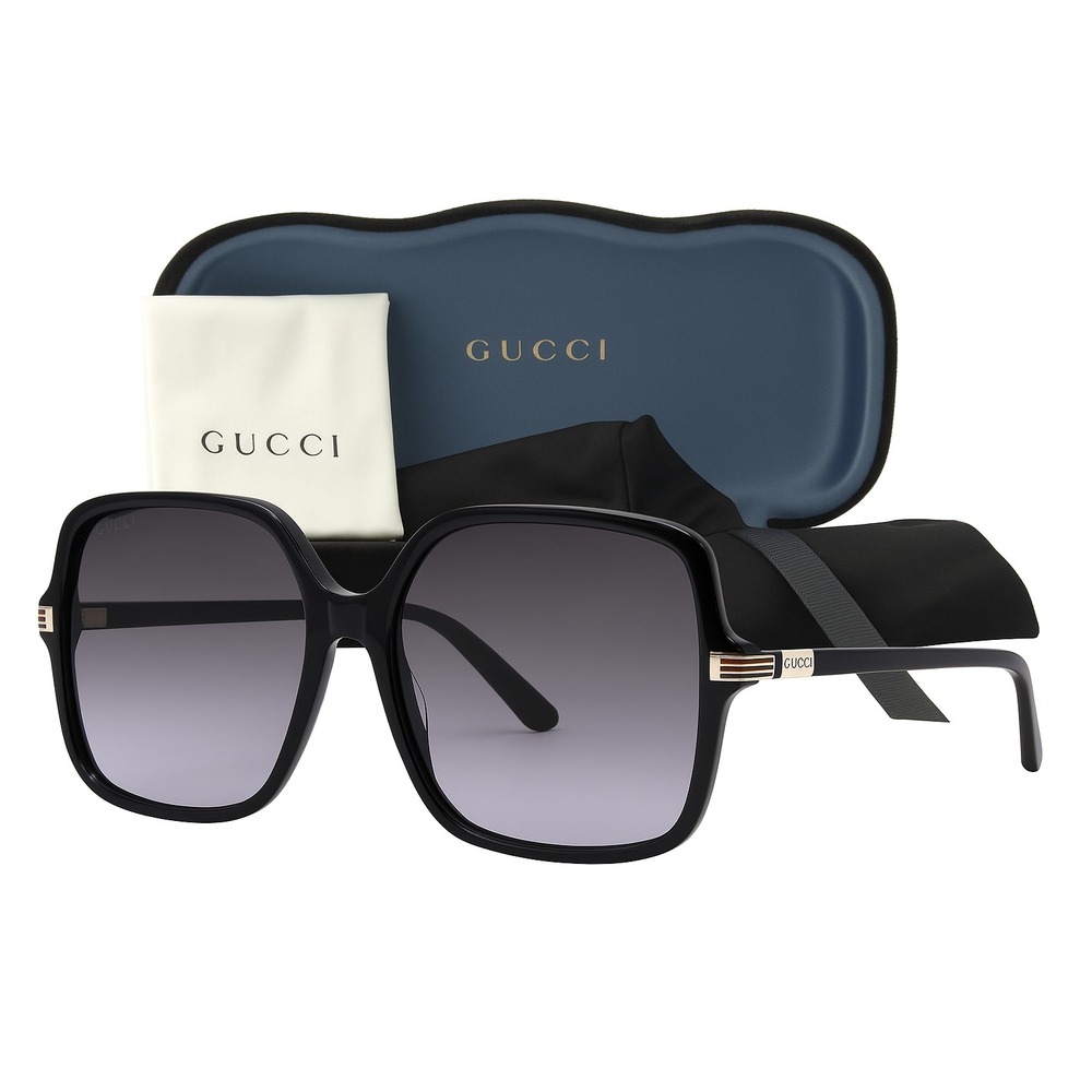 Authentic Gucci GG1448SA 001 Women's Sunglasses, Black/Grey Square Shape NEW